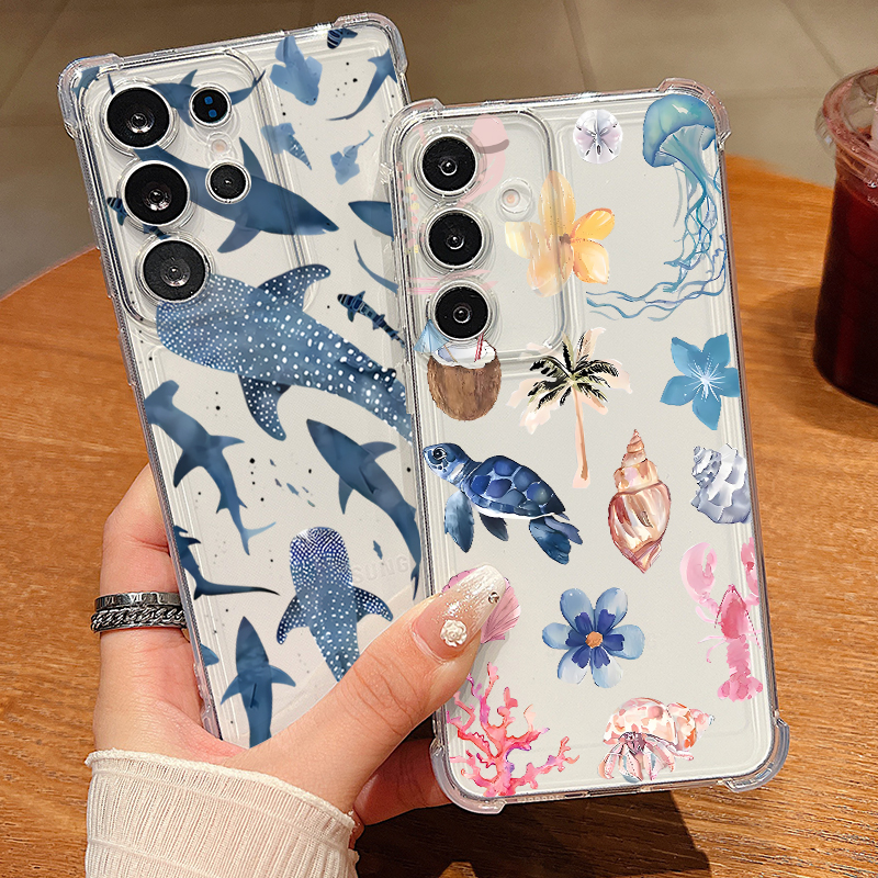 Phone Accessories Samsung - Whale Turtle Pattern Clear Phone Case