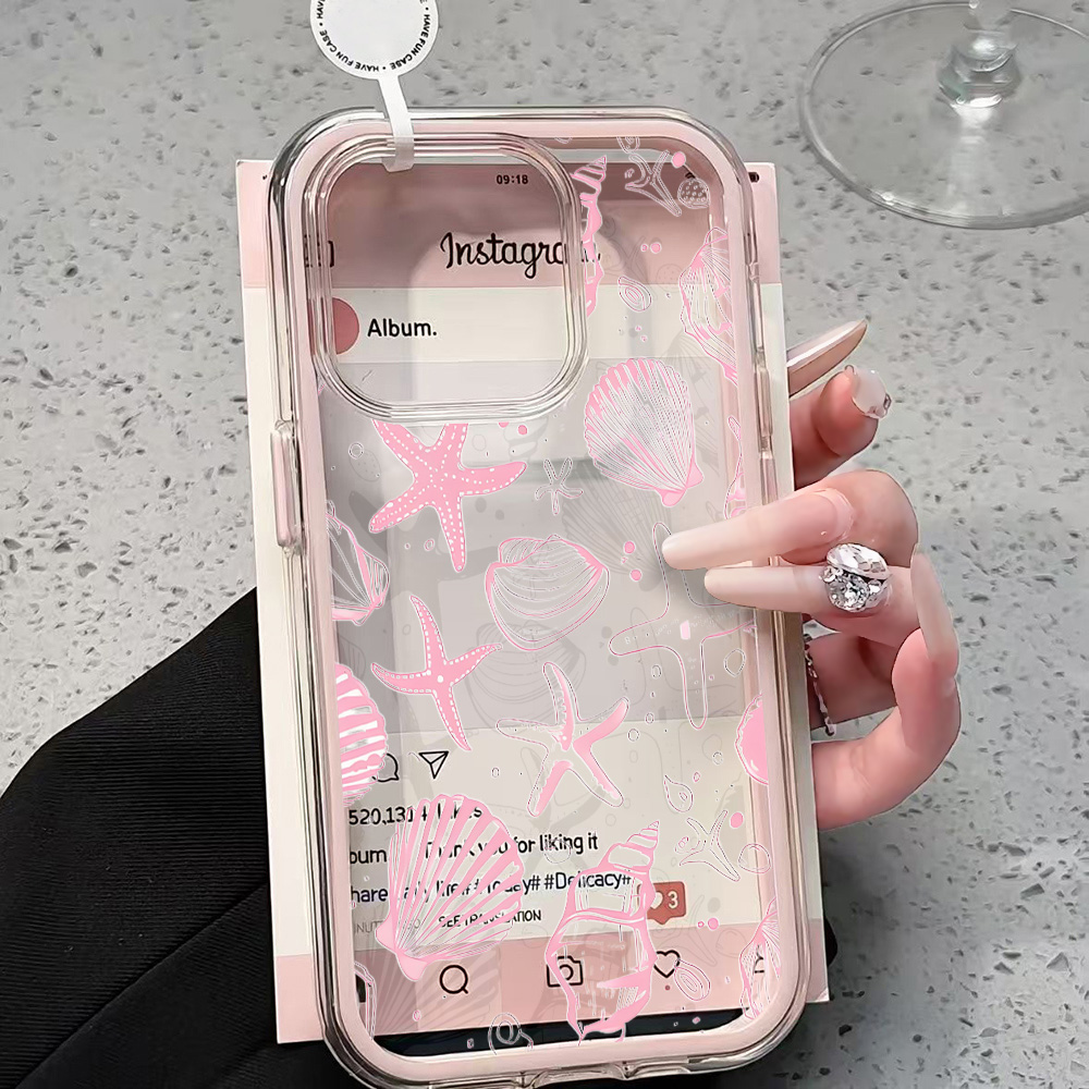 Phone Accessories List - Summer Pink Seashell Clear Phone Case
