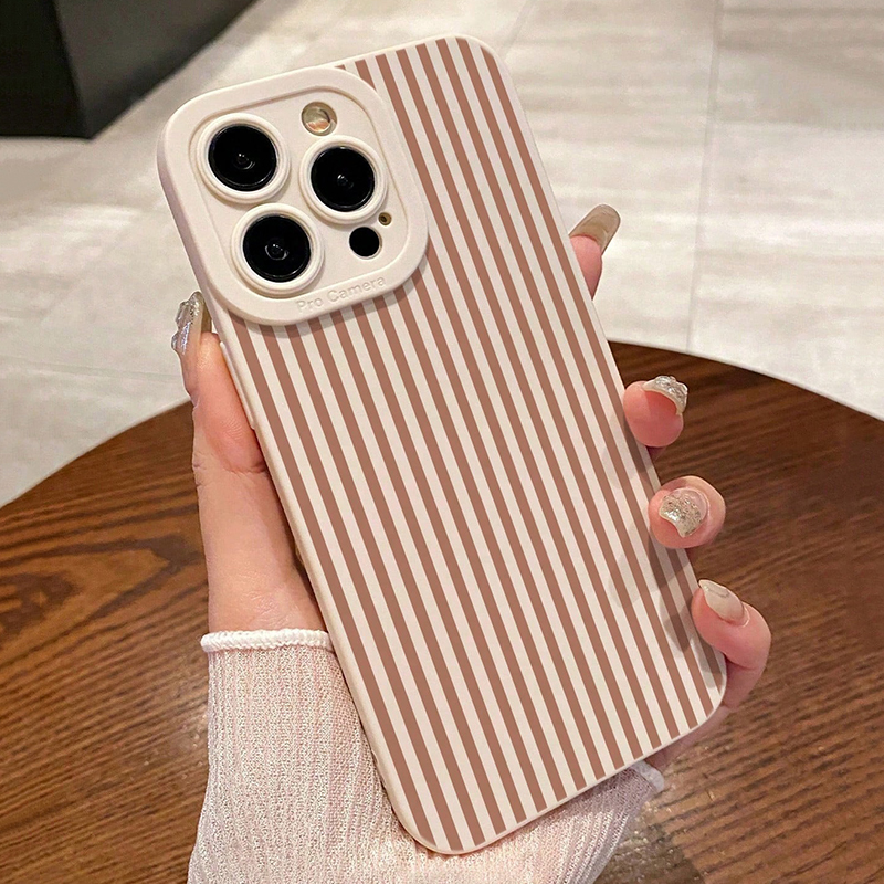 Phone Accessories List - Pink Striped Painted Anti-Drop Phone Case