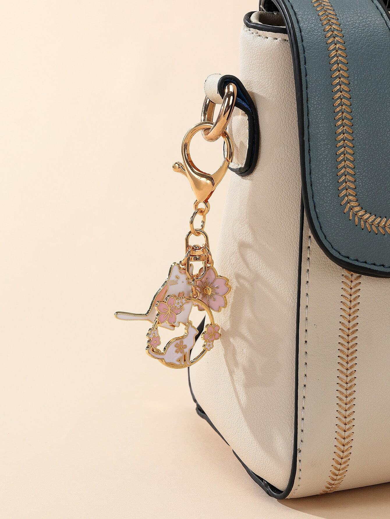 Cat & Flower Decor Bag Charm K - Phone Accessories For Teen Girls review and price