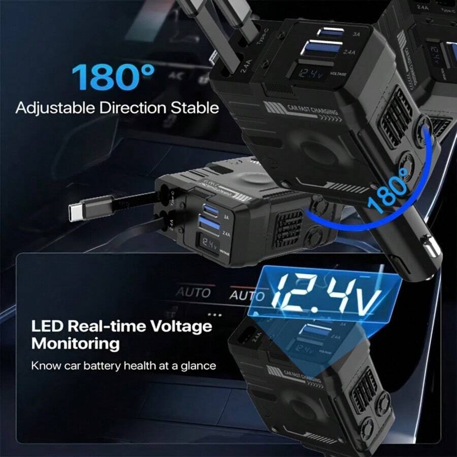 120W Smart Car Charger With 4  - Fast Charging Cable review and price